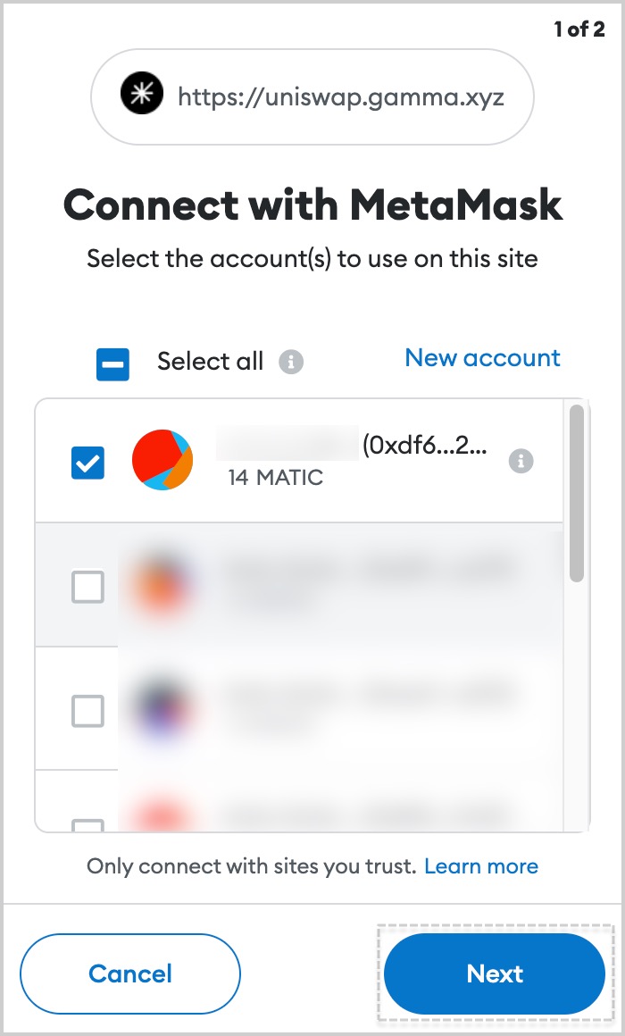 Choose address with DAVOS token and click Next