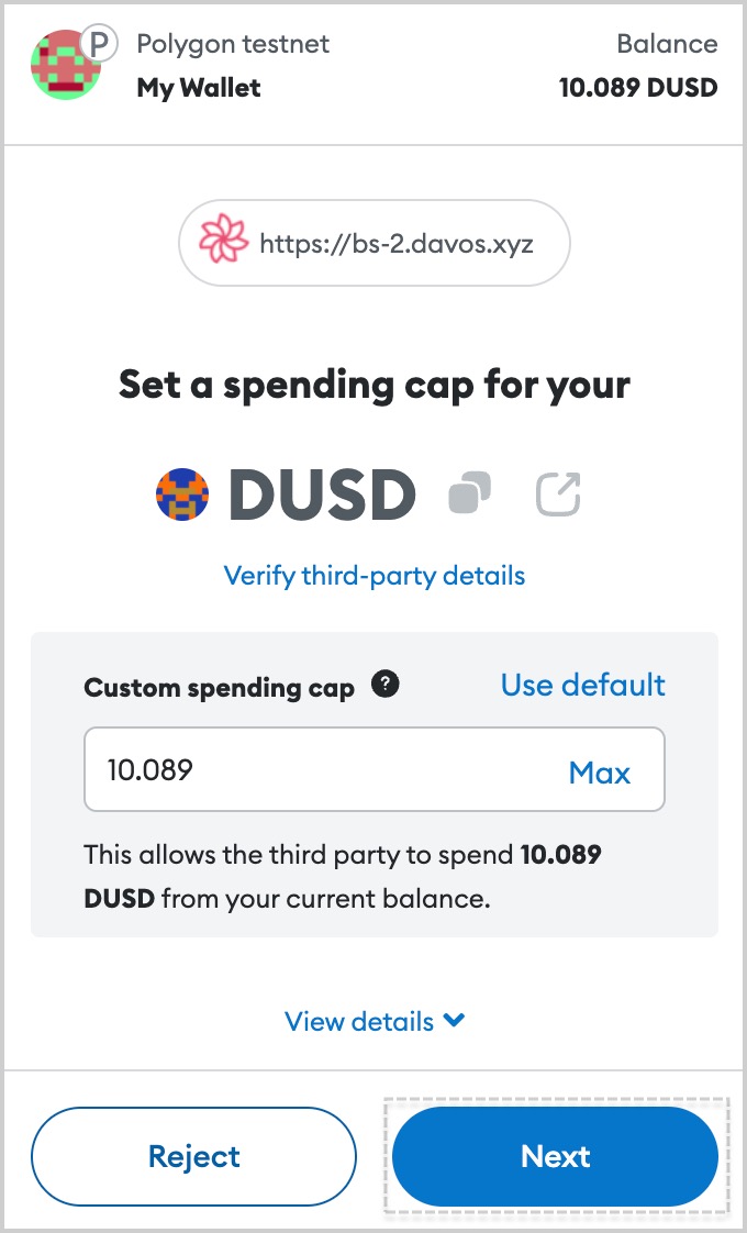 Click Confirm in MetaMask